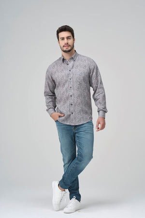 Leo Chevalier 100% Cotton Non-Iron  Hazy Circle Print Shirt