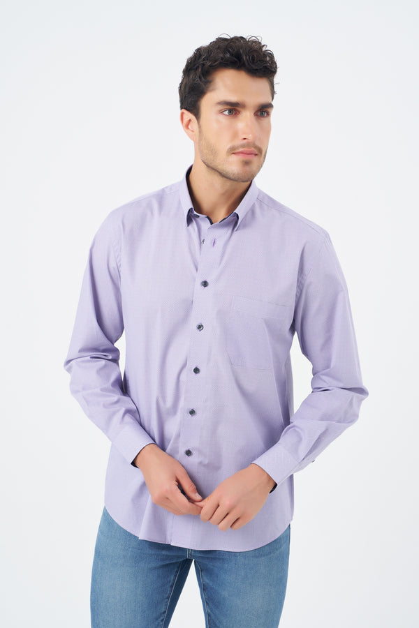 Leo Chevalier Small Dot Mauve Print Non Iron Shirt