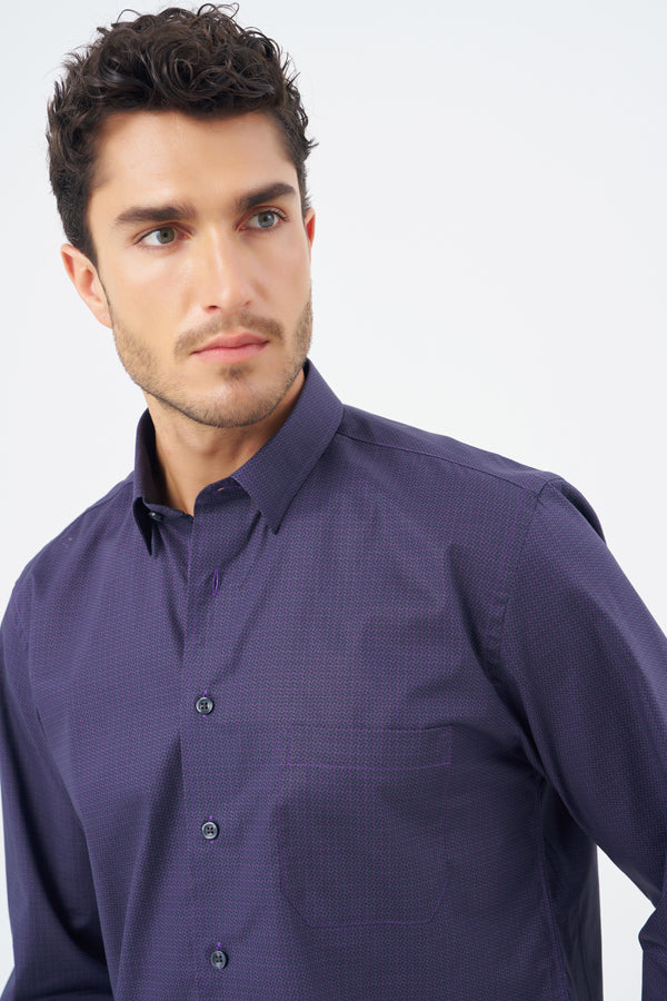 Leo Chevalier Purple Non Iron Shirt