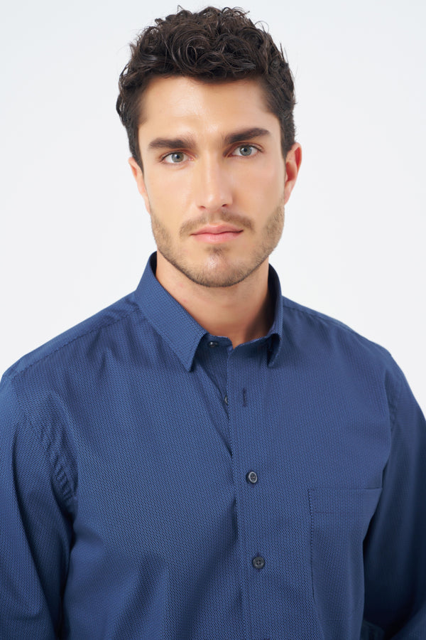 Leo Chevalier Small Navy Circle Print Non Iron Shirt