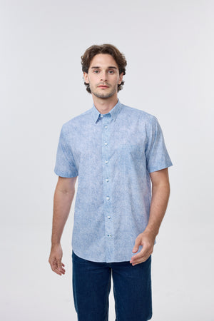 Chemise à manches courtes infroissable à imprimé nuage Leo Chevalier