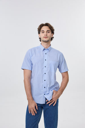 Leo Chevalier 100% Cotton Non Iron Blue Circle Print Shirt