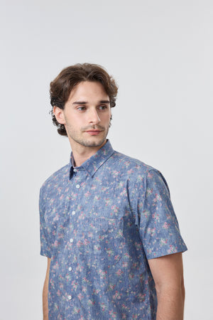 Leo Chevalier 100% Cotton Non Iron Faded Floral Print Shirt