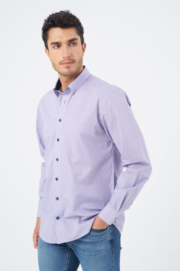 Leo Chevalier Small Dot Mauve Print Non Iron Shirt