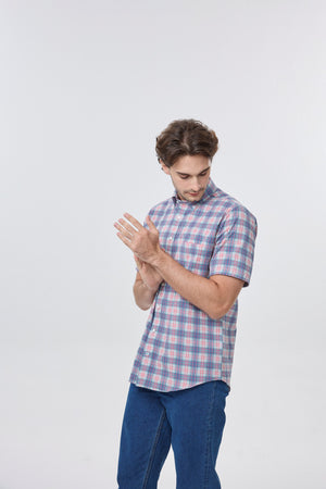 Leo Chevalier 100% Cotton Non Iron Multi Red Plaid