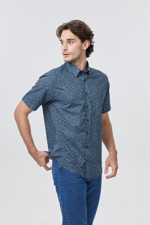 Leo Chevalier Blue Flowers Non Iron Shirt