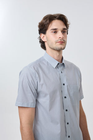 Chemise Leo Chevalier infroissable gris imprimé losanges