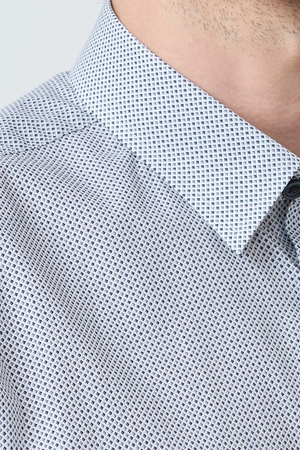 Chemise Leo Chevalier infroissable gris imprimé losanges