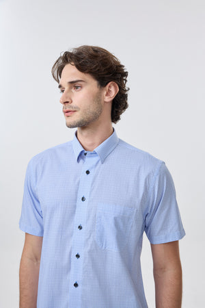 Leo Chevalier 100% Cotton Non Iron Blue Circle Print Shirt