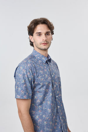 Leo Chevalier 100% Cotton Non Iron Faded Floral Print Shirt