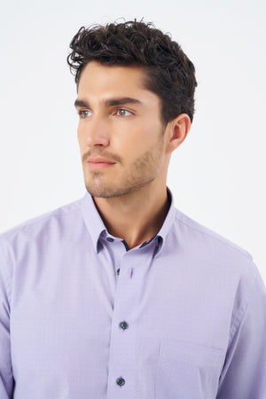 Chemise Leo Chevalier à petits pois mauve sans repassage