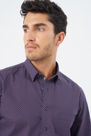 Leo Chevalier Maroon Dot Printed Non Iron Shirt