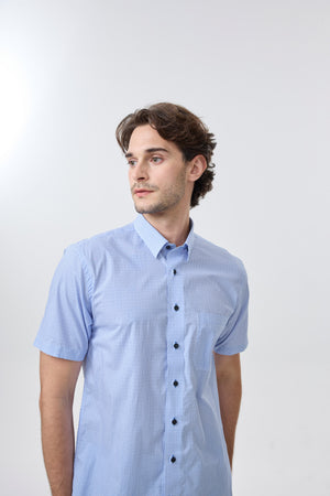 Leo Chevalier 100% Cotton Non Iron Blue Circle Print Shirt