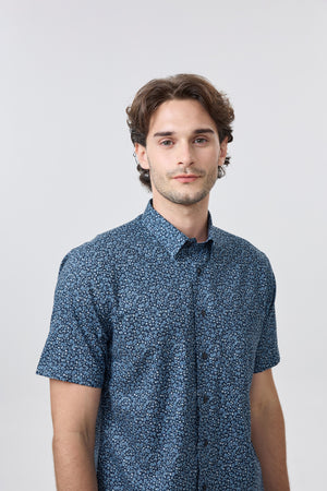 Leo Chevalier Blue Flowers Non Iron Shirt