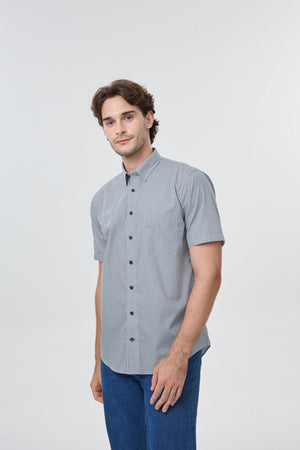 Leo Chevalier 100% Cotton Non Iron Black Circle Print Shirt