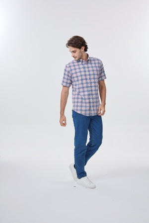 Leo Chevalier 100% Cotton Non Iron Multi Red Plaid