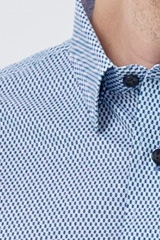 Chemise à motifs carrés géométriques non repassable Leo Chevalier