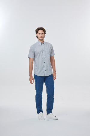 Chemise Leo Chevalier infroissable gris imprimé losanges