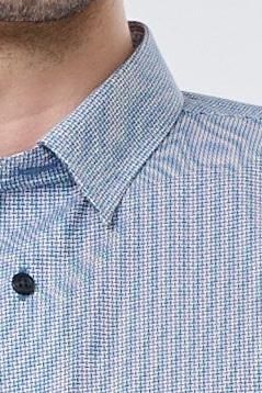 Chemise à petits carreaux bleus sans repassage Leo Chevalier