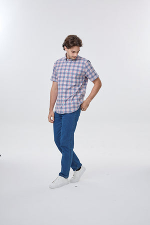 Leo Chevalier 100% Cotton Non Iron Multi Red Plaid