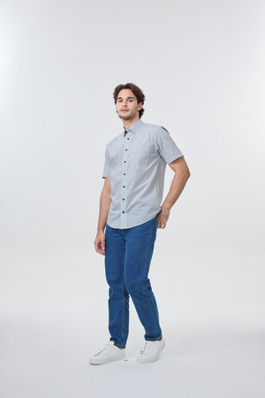 Chemise Leo Chevalier infroissable gris imprimé losanges