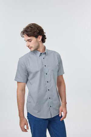 Leo Chevalier 100% Cotton Non Iron Black Circle Print Shirt