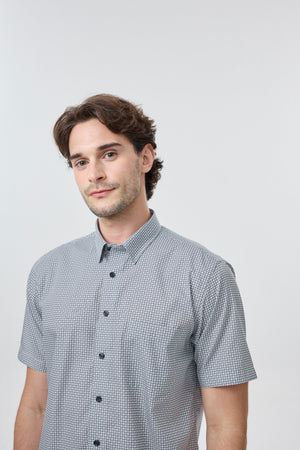 Leo Chevalier 100% Cotton Non Iron Black Circle Print Shirt