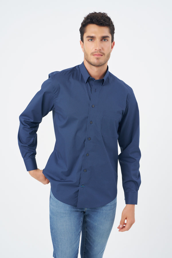 Leo Chevalier Small Navy Circle Print Non Iron Shirt
