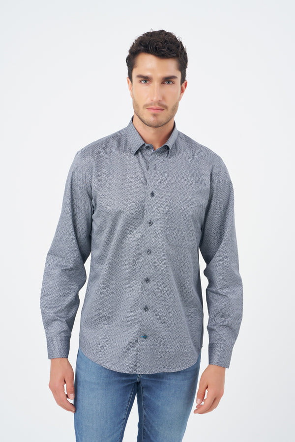 Leo Chevalier Small Leaf Print Non Iron Shirt