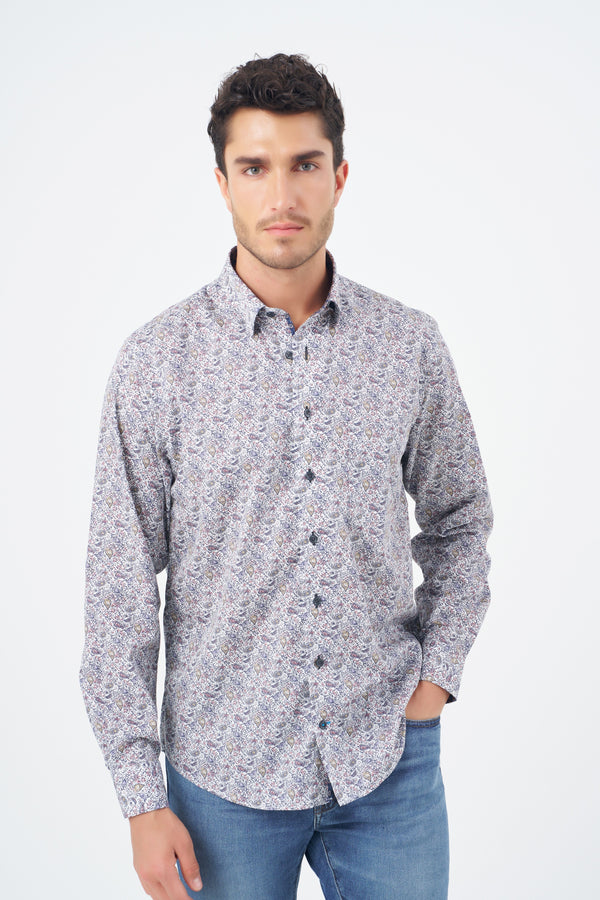 Leo Chevalier Abstract Paisley Non Iron Shirt