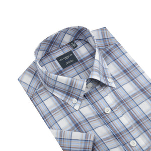 Leo Chevalier Blue and Beige Check Non Iron Shirt