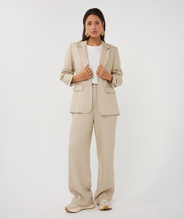 EsQualo Striped Linen-Blend Blazer