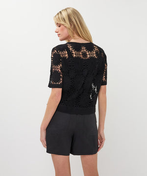 Gilet à manches courtes en crochet floral EsQualo