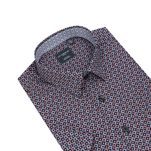 Leo Chevalier Non Iron Dark Multi Diamond Print Shirt
