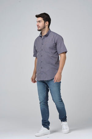 Leo Chevalier Non Iron Dark Multi Diamond Print Shirt