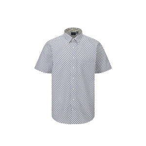 Leo Chevalier Non Iron Beige and Blue Dot Print Shirt
