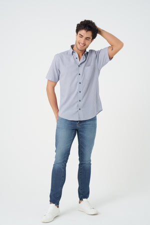 Leo Chevalier Geo Blue Print Non Iron Shirt