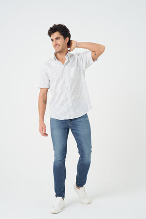 Leo Chevalier Grey Abstract Print Non-Iron Shirt
