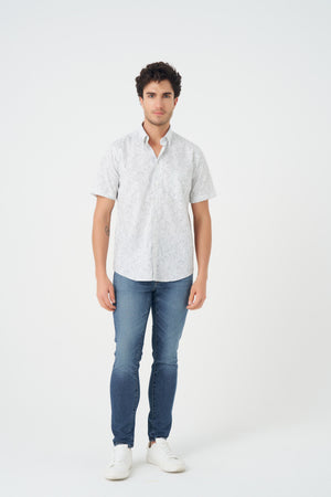 Leo Chevalier Grey Abstract Print Non-Iron Shirt