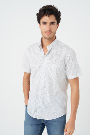 Leo Chevalier Grey Abstract Print Non-Iron Shirt
