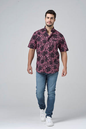 Leo Chevalier Large Red Print Non-Iron Shirt