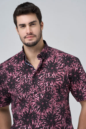 Leo Chevalier Large Red Print Non-Iron Shirt