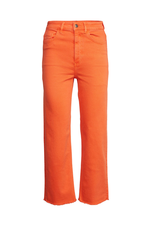 High-rise straight leg trousers with Raw Edge 28" Length