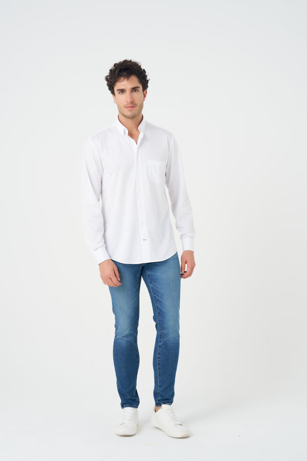 Chemise en maille blanche unie Leo Chevalier
