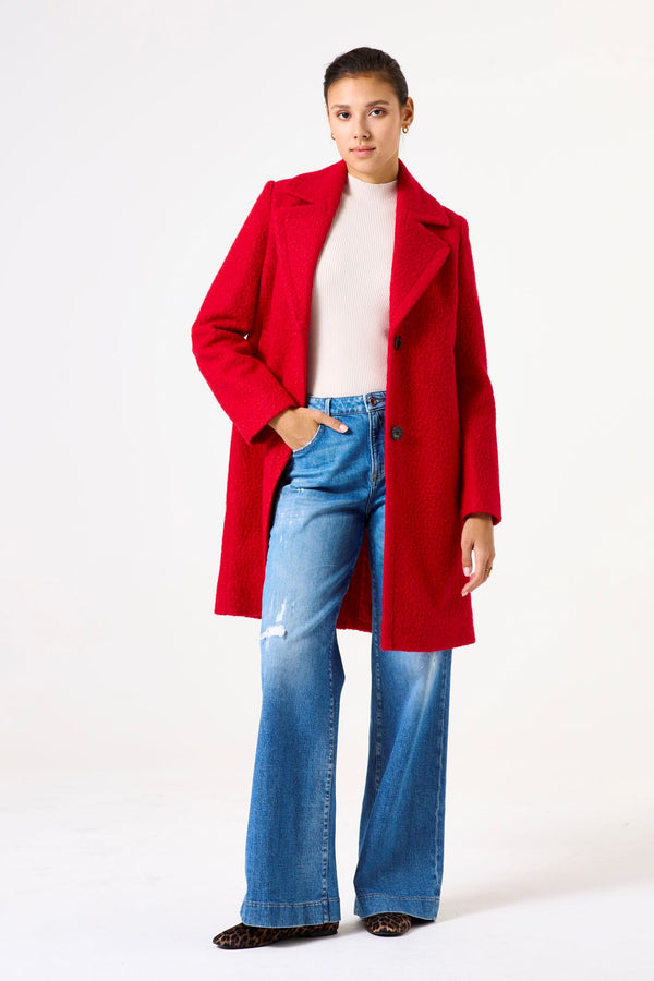 Garcia Red Bouclé Coat