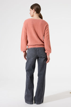 Pull duveteux rose saumon Garcia
