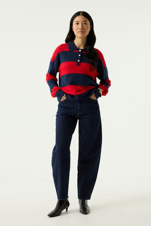 Garcia Red and Navy Polo Sweater