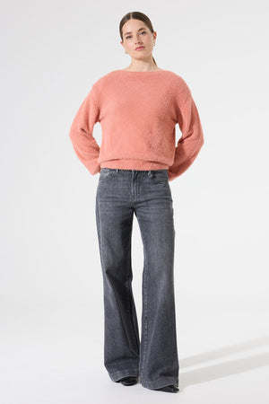 Pull duveteux rose saumon Garcia