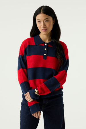 Garcia Red and Navy Polo Sweater