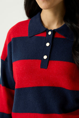 Garcia Red and Navy Polo Sweater